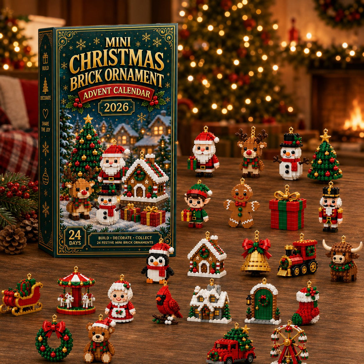 ๐ 24-Day Mini Christmas Ornament Advent Calendar | 24 unique festive buildable designs with hanging loops
