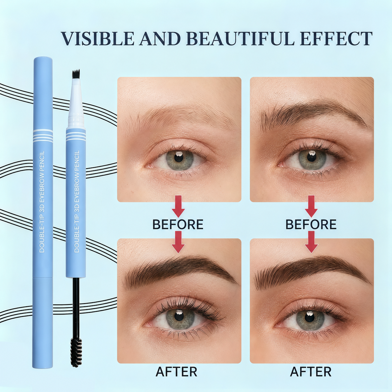 Waterproof 2-in-1 Micro-Fork Eyebrow Pen & Tinted Gel