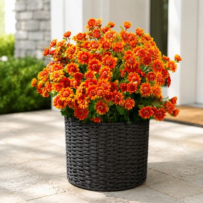 🌼- Artificial Outdoor Sunset Mums Flowers - UV resistant, Waterproof, Windproof