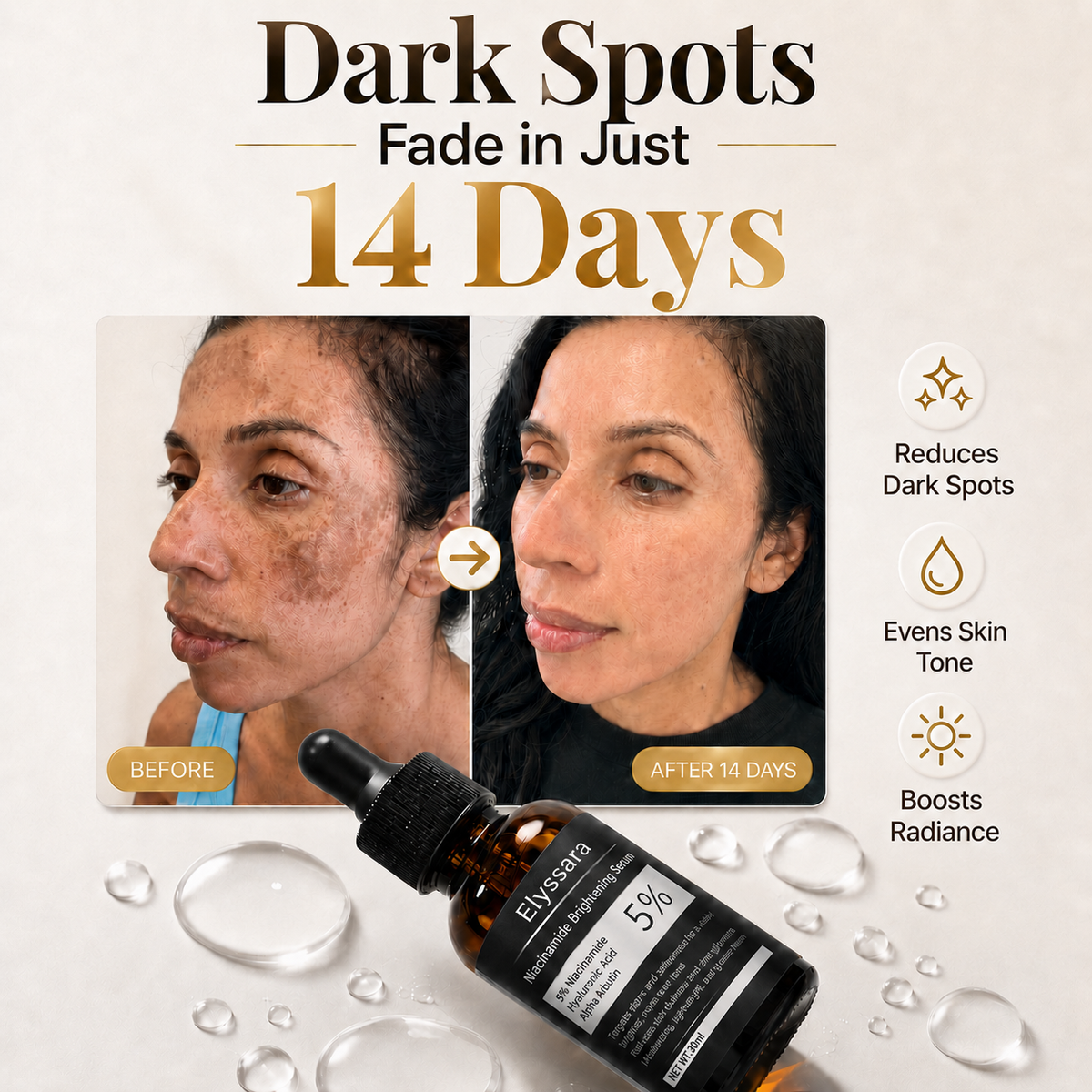 Elyssara 5% Niacinamide + Alpha Arbutin Dark Spot Serum