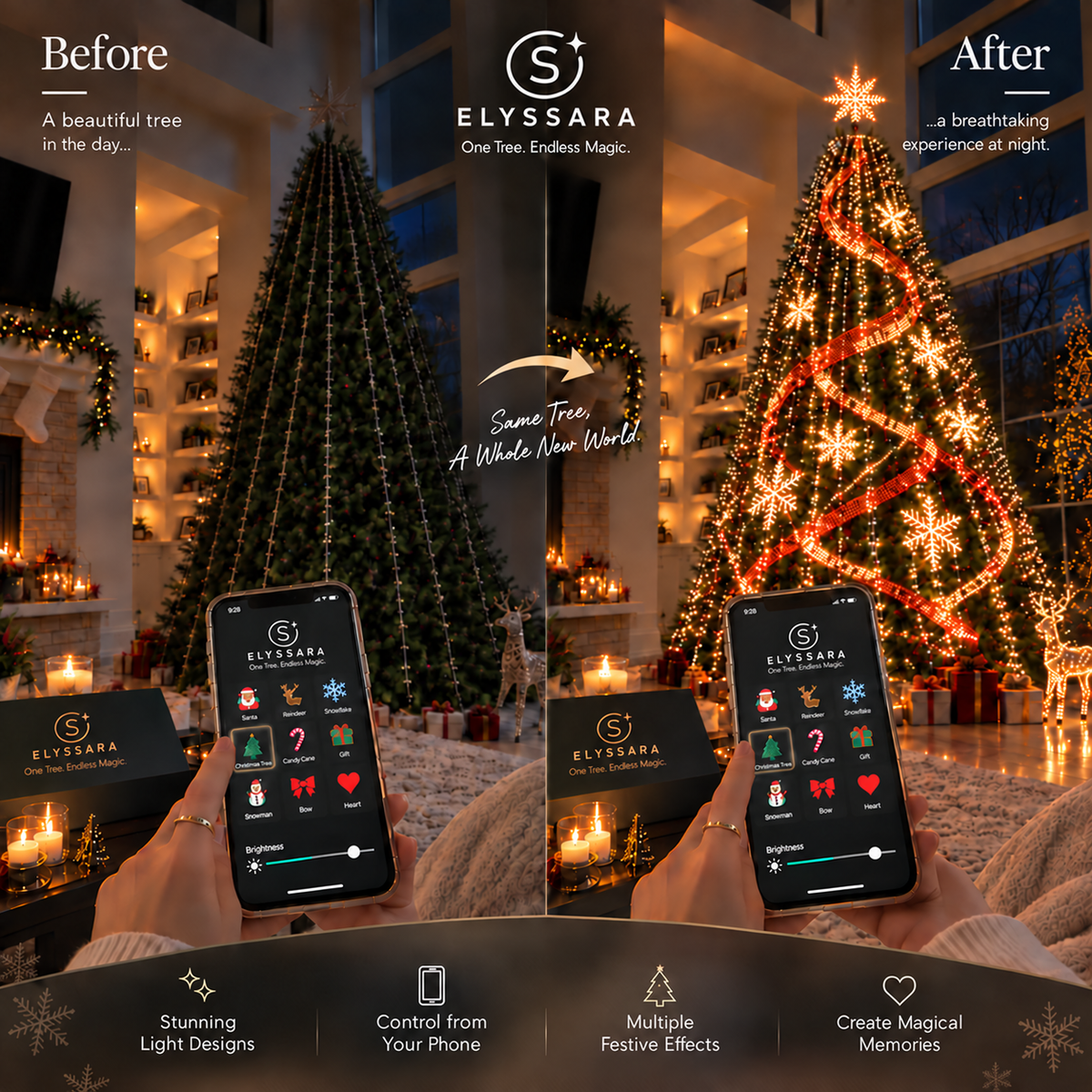 Elyssara Smart Animated Christmas Tree Lights