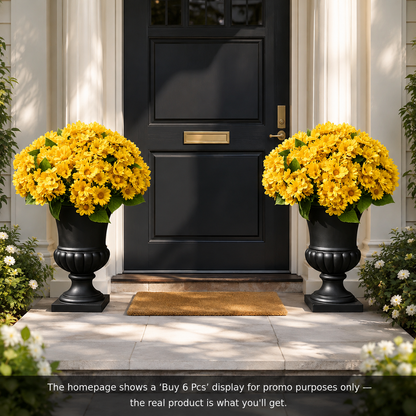 🌼- Artificial Outdoor Sunset Mums Flowers - UV resistant, Waterproof, Windproof