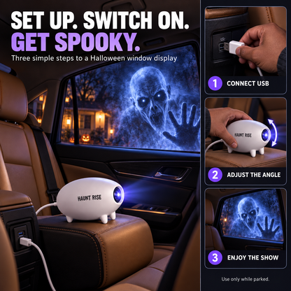 🎃 👻 Haunt Rise Halloween Window Projector-360° Adjustable Stand for Home Decor 🎃