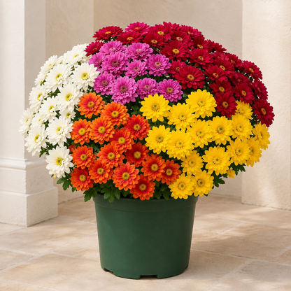 🌼- Artificial Outdoor Sunset Mums Flowers - UV resistant, Waterproof, Windproof