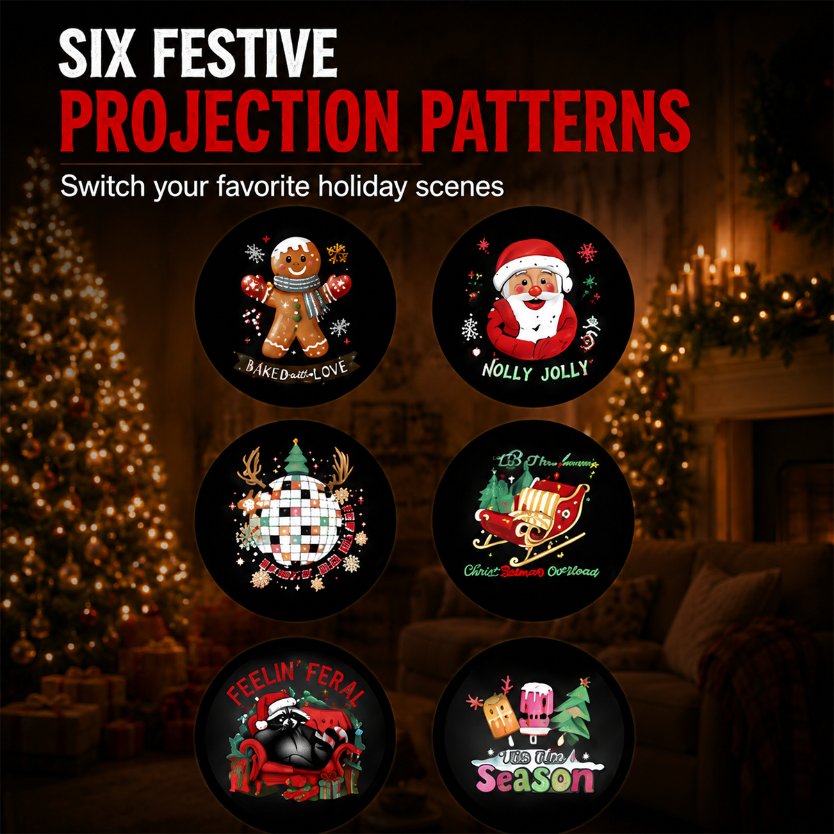 Plug-&-Play HD Star Projector: Halloween 6-Disc Set