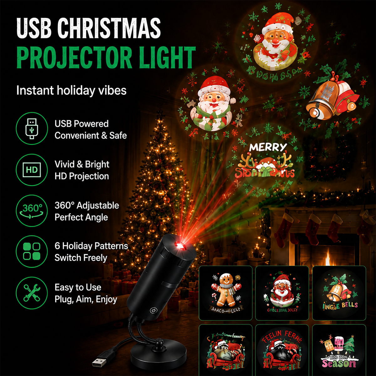 Plug-&-Play HD Star Projector: Halloween 6-Disc Set