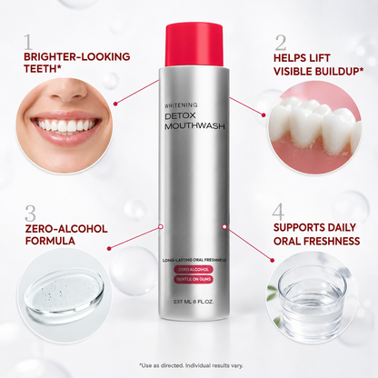 Advanced Stain-Lifting Whitening Mouthwash: Visible Debris Removal & Fresh Breath