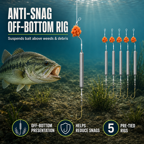 🎣 Pre-Tied Off Bottom Fishing Rig | Anti-Snag Floating Bottom Hook Leaders