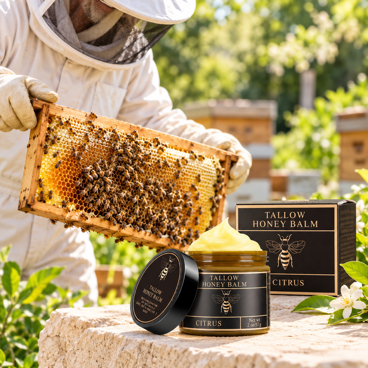 Beef Tallow and Honey Balm for Skin - Handmade All-Natural Moisturizer