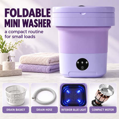 🧺 8L Portable Foldable Washing Machine with Spin Dryer – Compact Washer for Underwear & Socks
