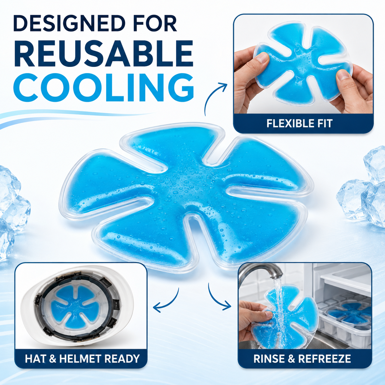 Summer Cooling Gel Hat Inserts, Reusable for Outdoor Construction Work