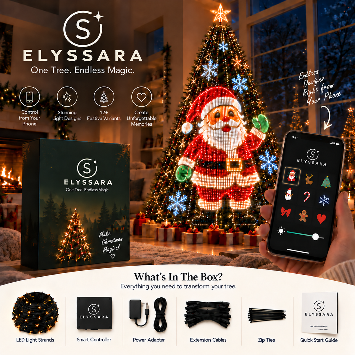 Elyssara Smart Animated Christmas Tree Lights