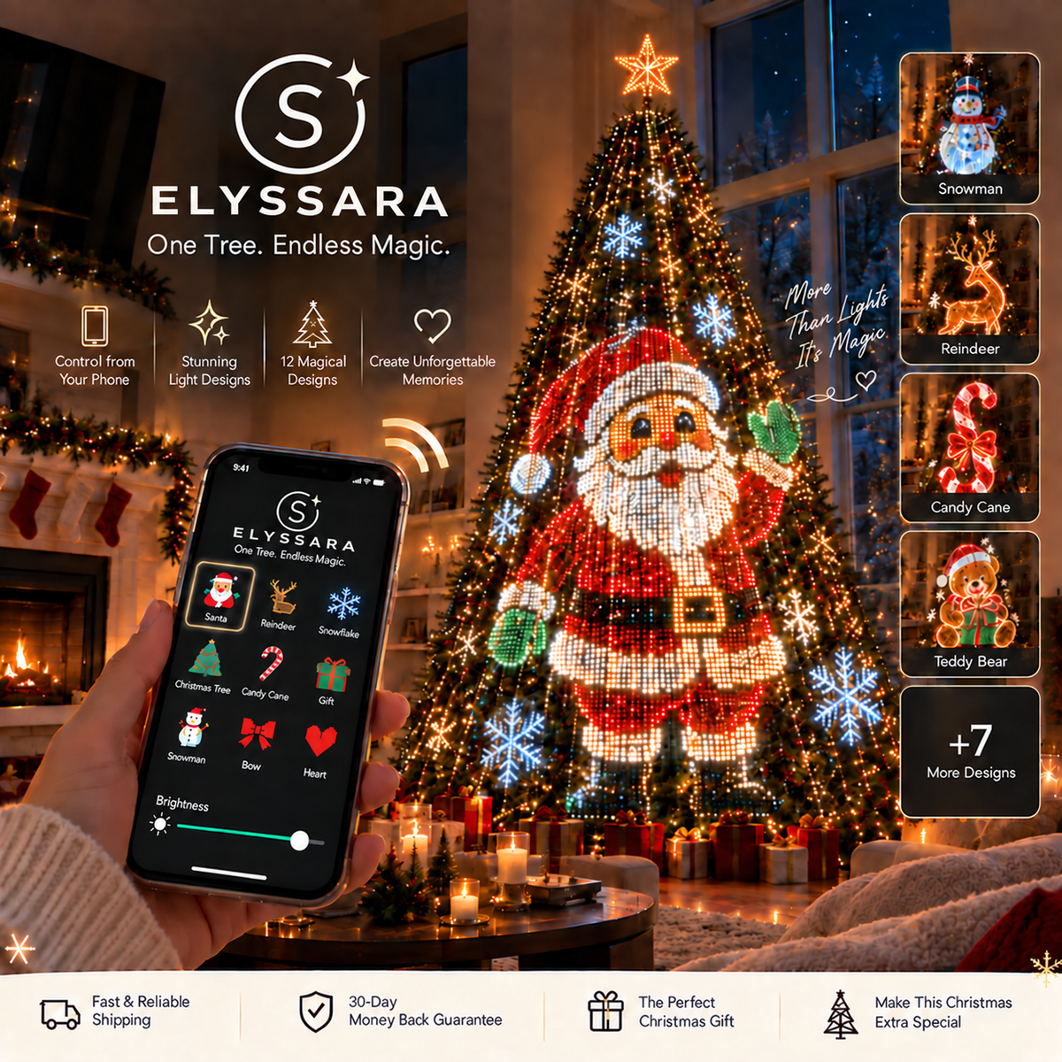 Elyssara Smart Animated Christmas Tree Lights