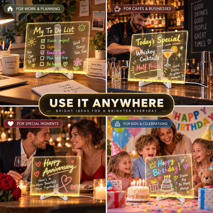 🎁Creative Rewritable Acrylic LED Message Board 🎨 (set come with 7 Pens)