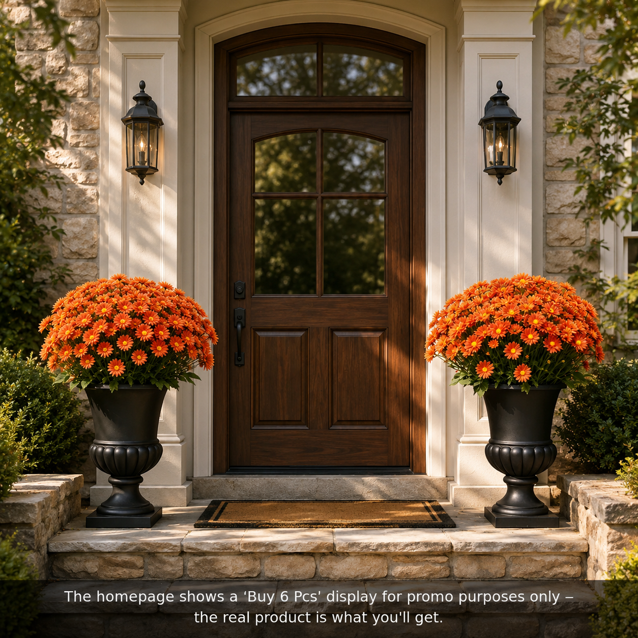 🌼- Artificial Outdoor Sunset Mums Flowers - UV resistant, Waterproof, Windproof
