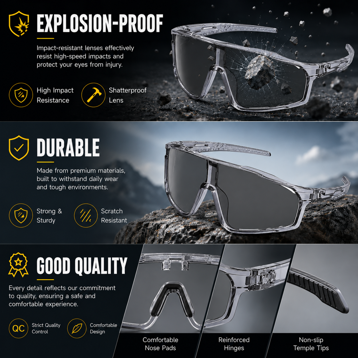 ☀️UV400 Photochromic Polarized Safety Glasses