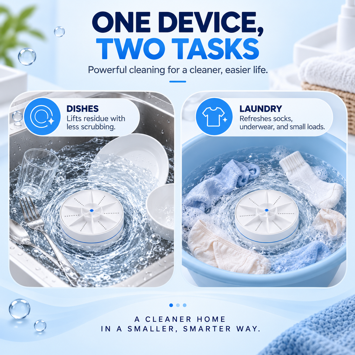 Portable Ultrasonic Washer for Dishes & Laundry