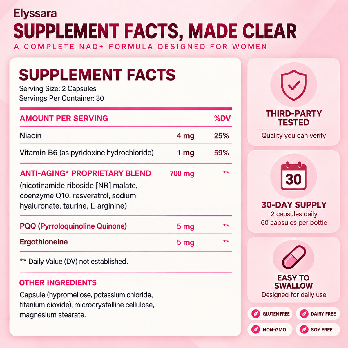 NAD+ Supplements for Woman Anti-Aging,Wrinkle Defense Capsules
