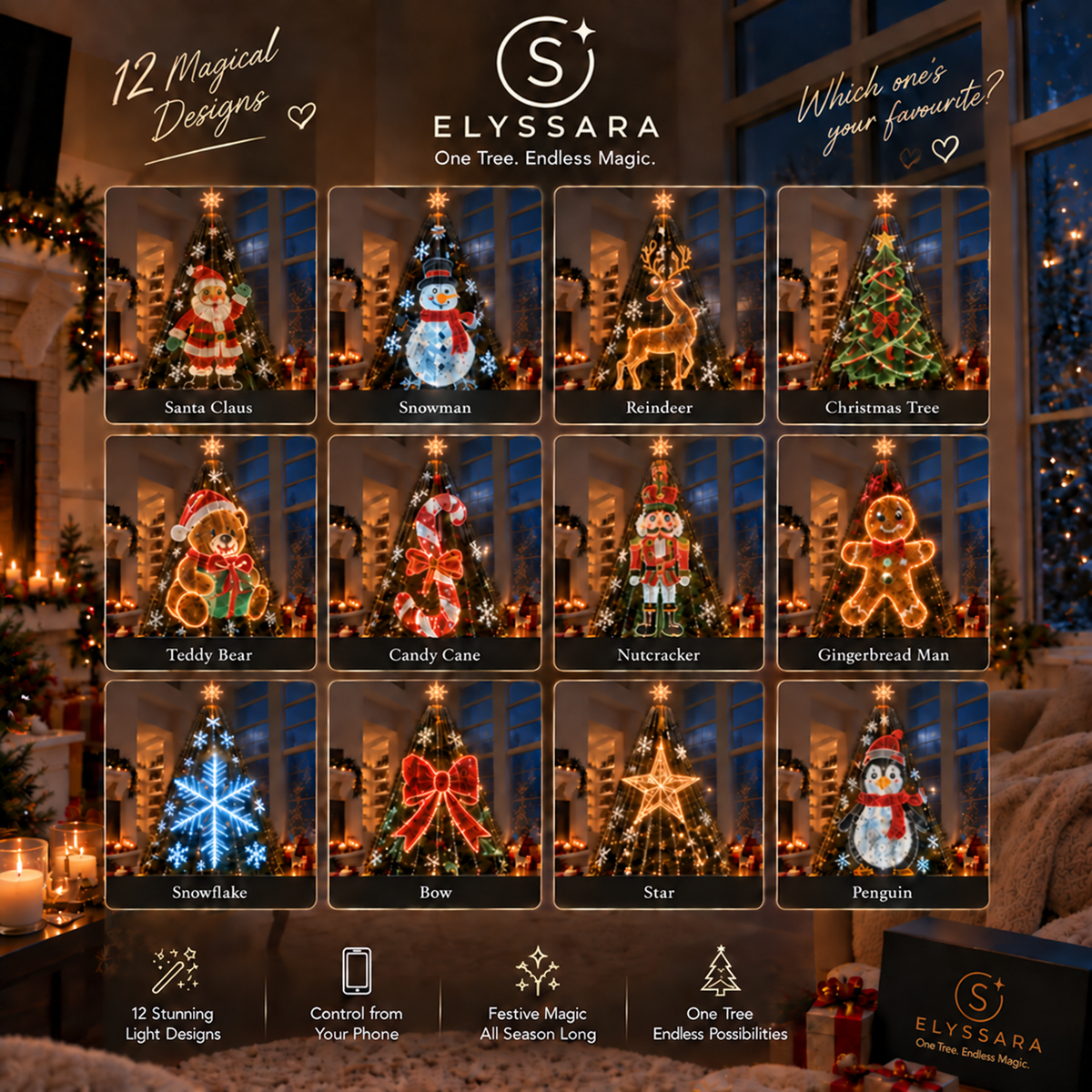 Elyssara Smart Animated Christmas Tree Lights