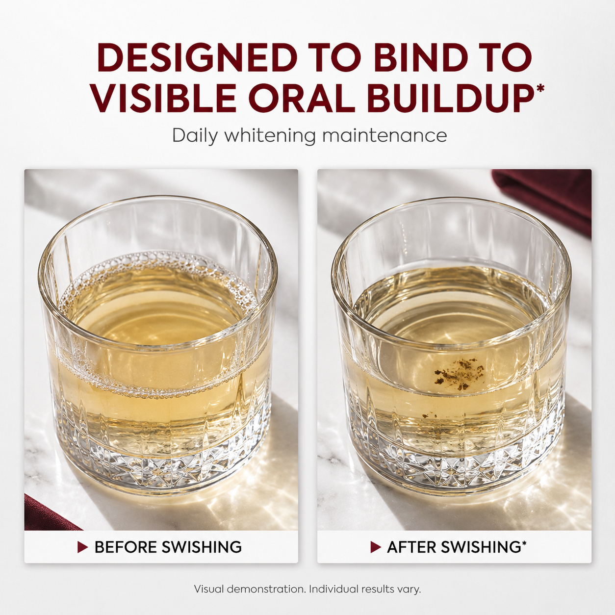 Advanced Stain-Lifting Whitening Mouthwash: Visible Debris Removal & Fresh Breath