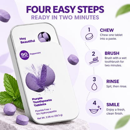 Elyssara Purple Toothpaste Tablets w/ Hydroxyapatite & PAP (90)