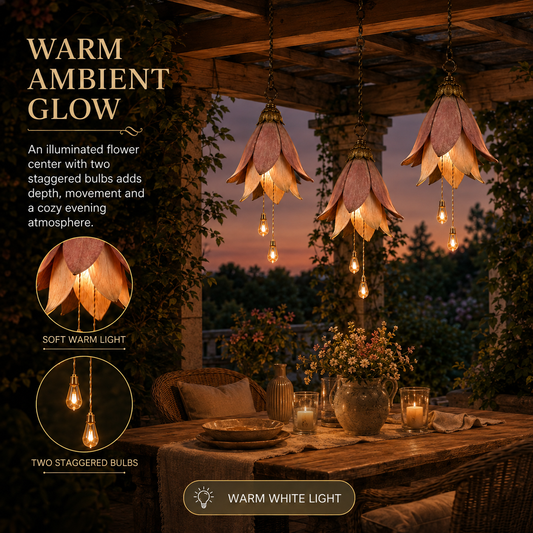 🌸 Set of 3 Vintage Hanging Flower Lights – Warm Glow Garden & Patio Decor