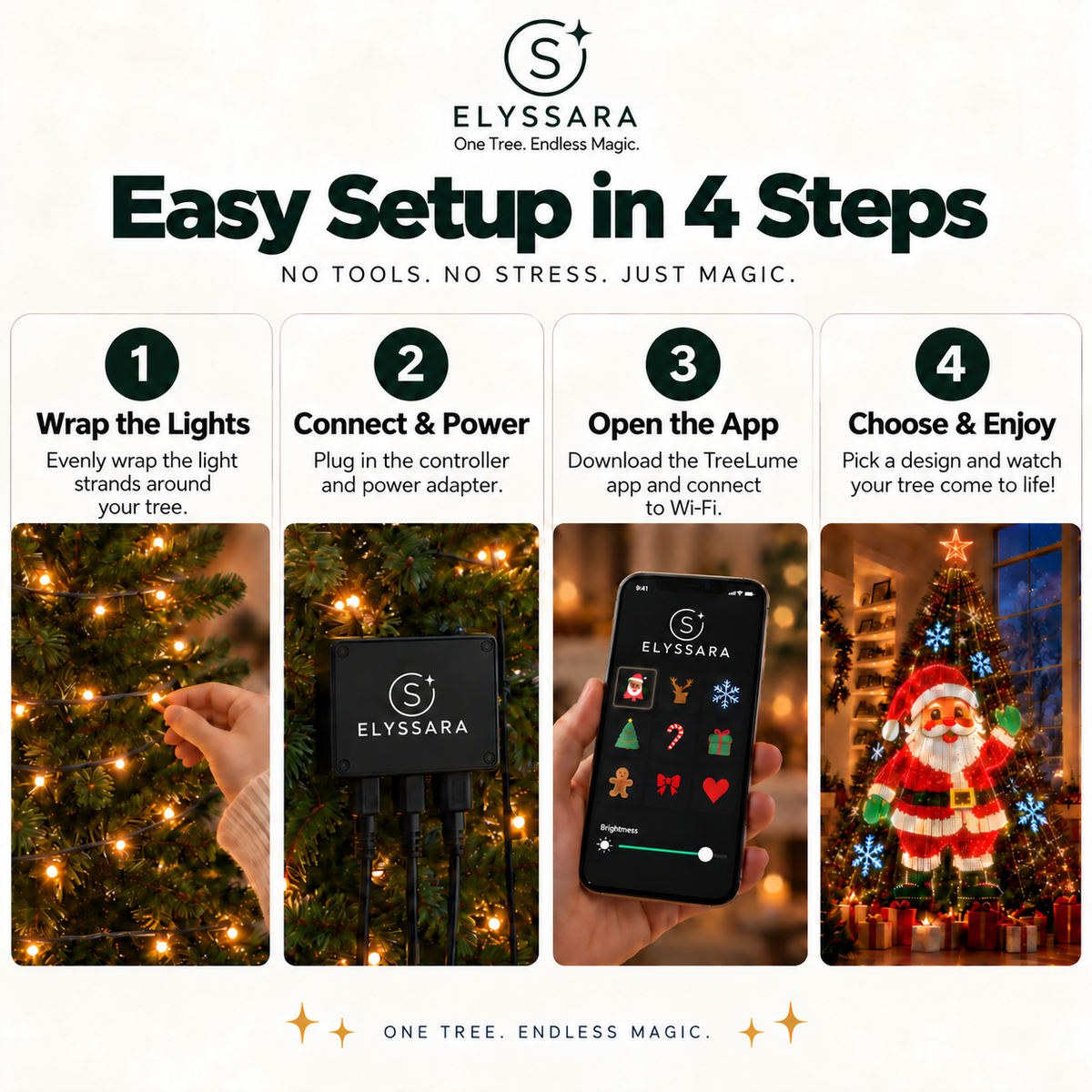 Elyssara Smart Animated Christmas Tree Lights