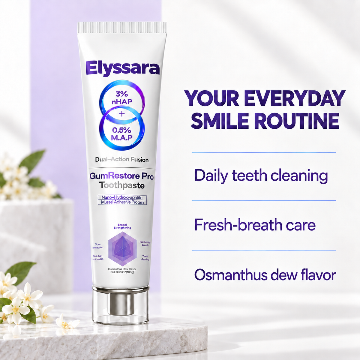 Elyssara Mussel Adhesive Protein Toothpaste | Nano-Hydroxyapatite