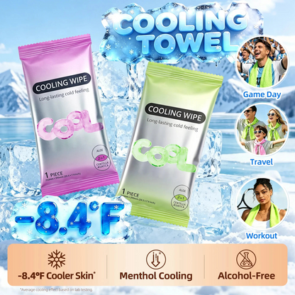 Cooling Towels & XL Menthol Cooling Wipes for Summer Heat, Sports, Travel & Outdoor Relief