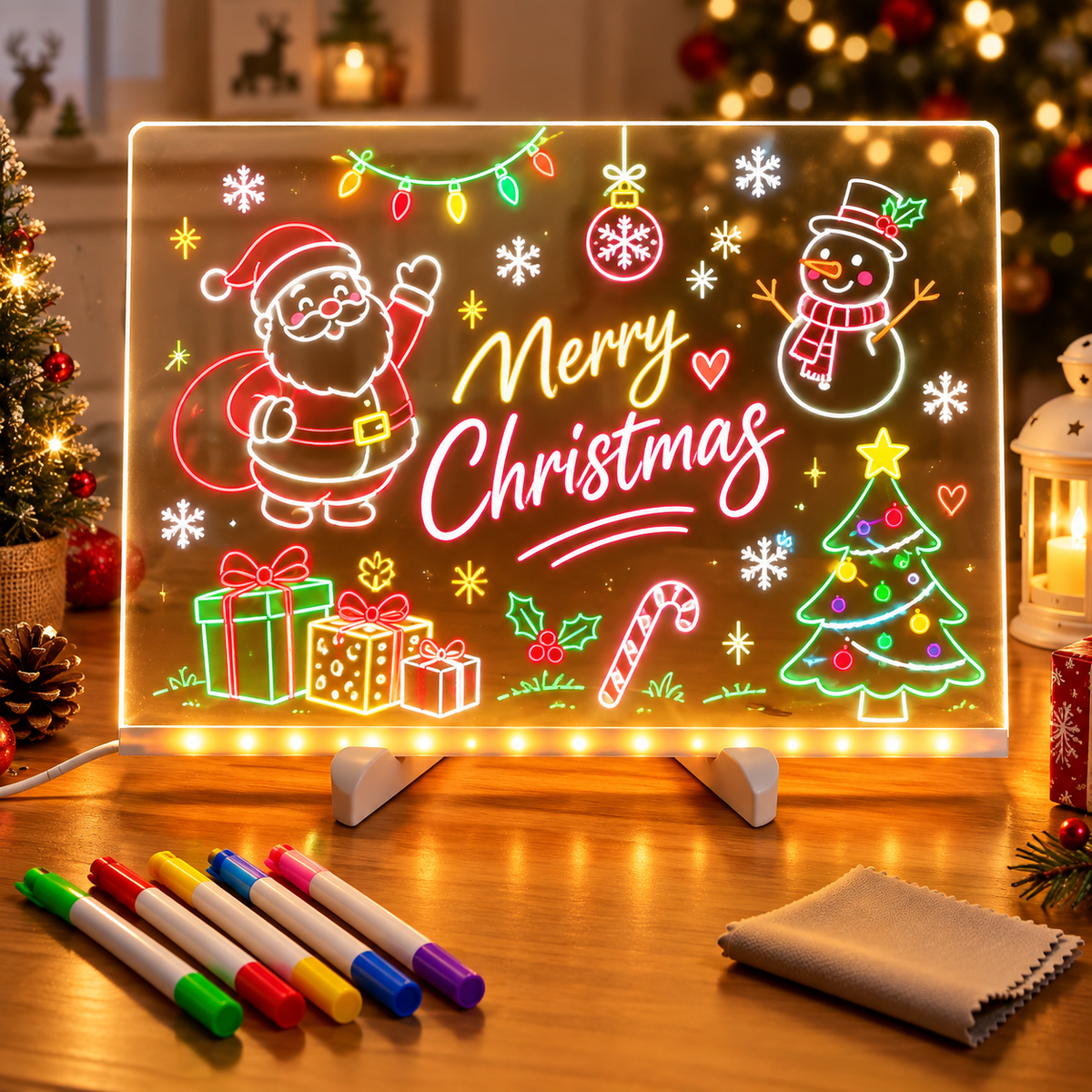 🎁Creative Rewritable Acrylic LED Message Board 🎨 (set come with 7 Pens)