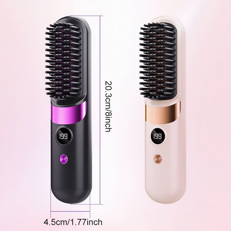 💇‍♀️🔥 3-in-1 Cordless Hair Straightening Brush – Straighten, Curl & Detangle – USB-C Rechargeable with 4 Heat Settings – Perfect Hair Anywhere! ✨